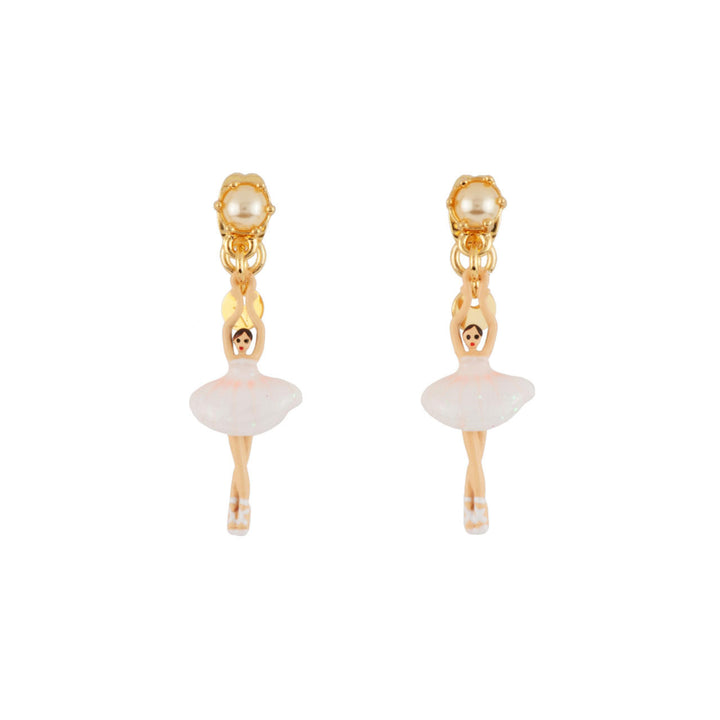 Les Nereides Mini Pas de Deux Mini Ballerina White Earrings | AEMDD1011 