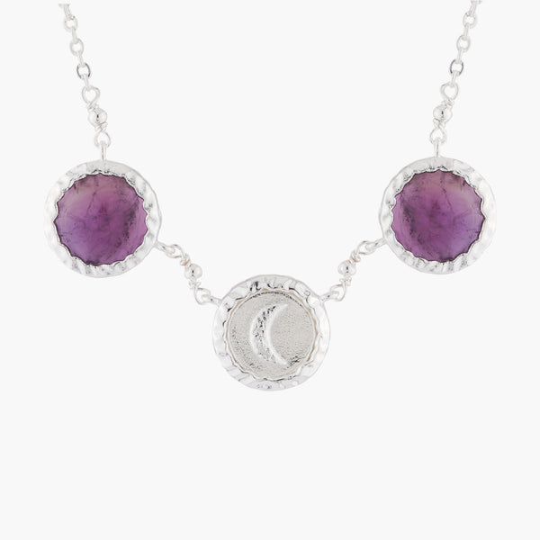 Les Nereides Moon And Violet Amethyst Pendant Necklace | AKBC304 