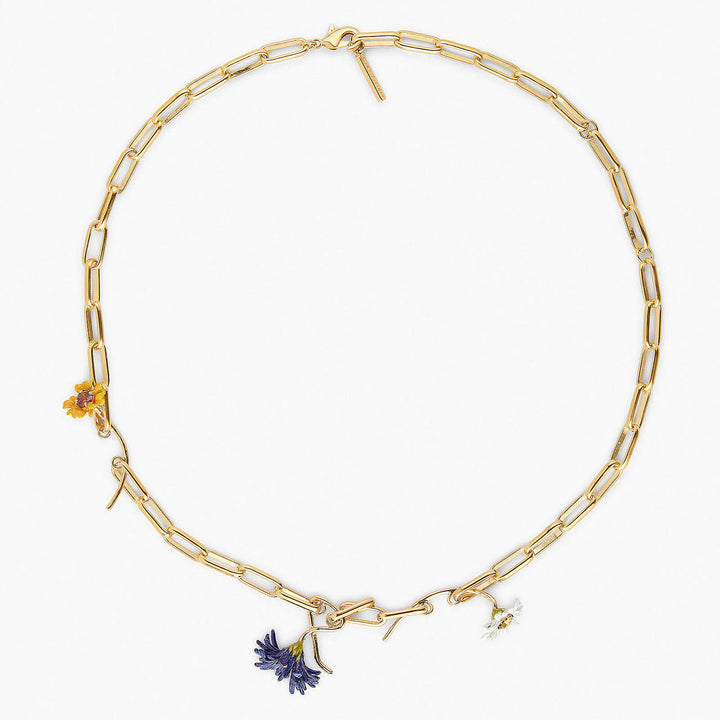 Les Nereides Multicolour Flowers And Thin Chain Necklace | APCP3091 