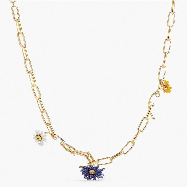 Les Nereides Multicolour Flowers And Thin Chain Necklace | APCP3091 