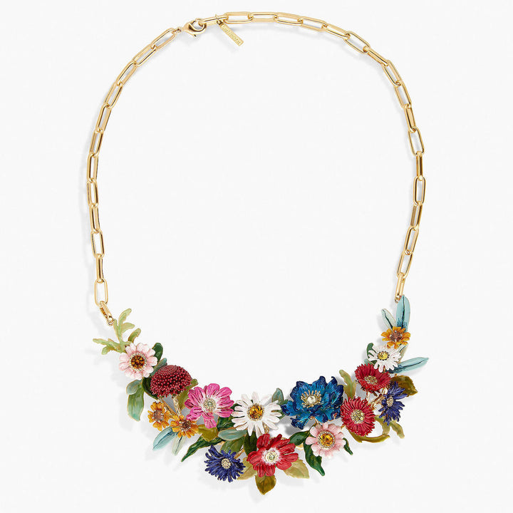 Les Nereides Multicolour Meadow Flowers Statement Necklace | APPO3011 