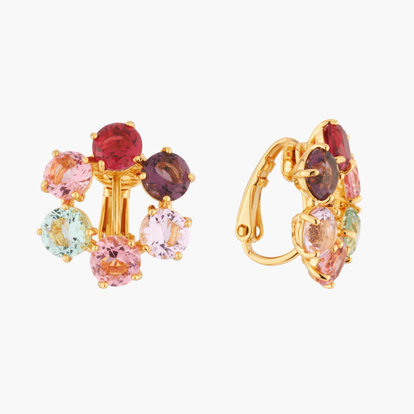 Les Nereides Multicoloured 6 Stones La Diamantine Creoles Earrings | AKLD142C 
