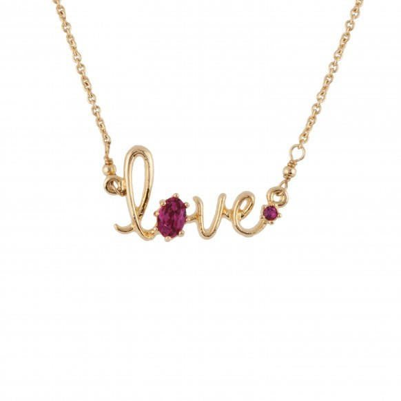 Lettres Florales Love Word With Fuchsia Crystal Necklace | AELF3281 - Les Nereides