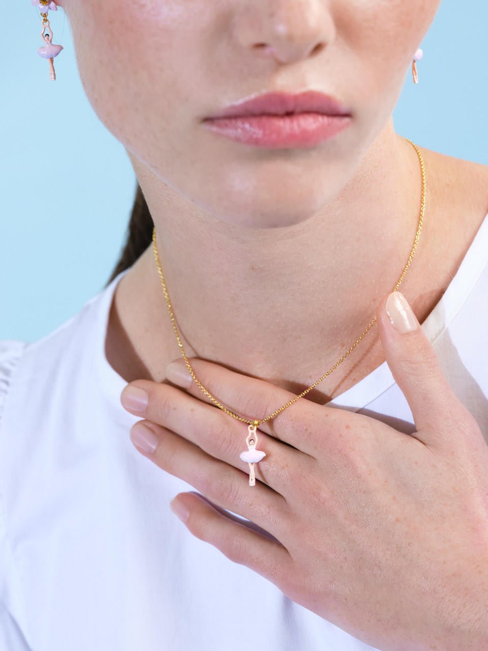 Lilac And White Mini Ballerina Pendant Necklace | ARMDD3011 - Les Nereides