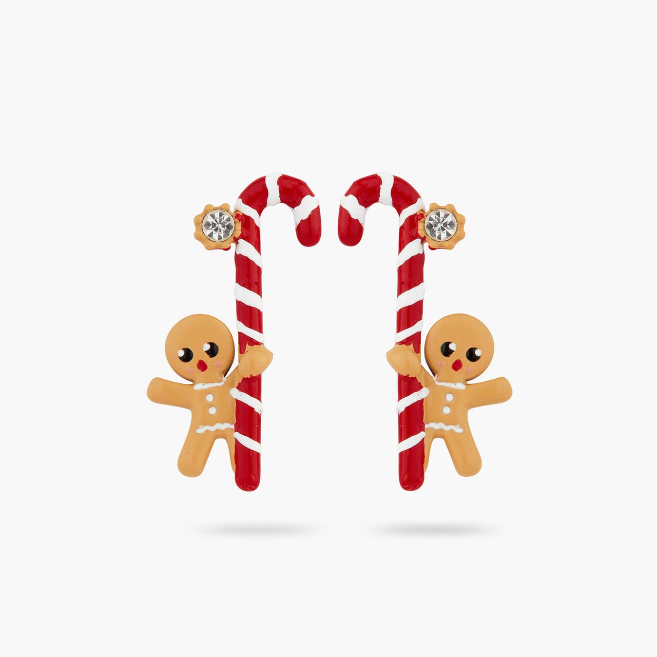 Little gingerbread man and candy cane earrings | AQSP1131 - Les Nereides
