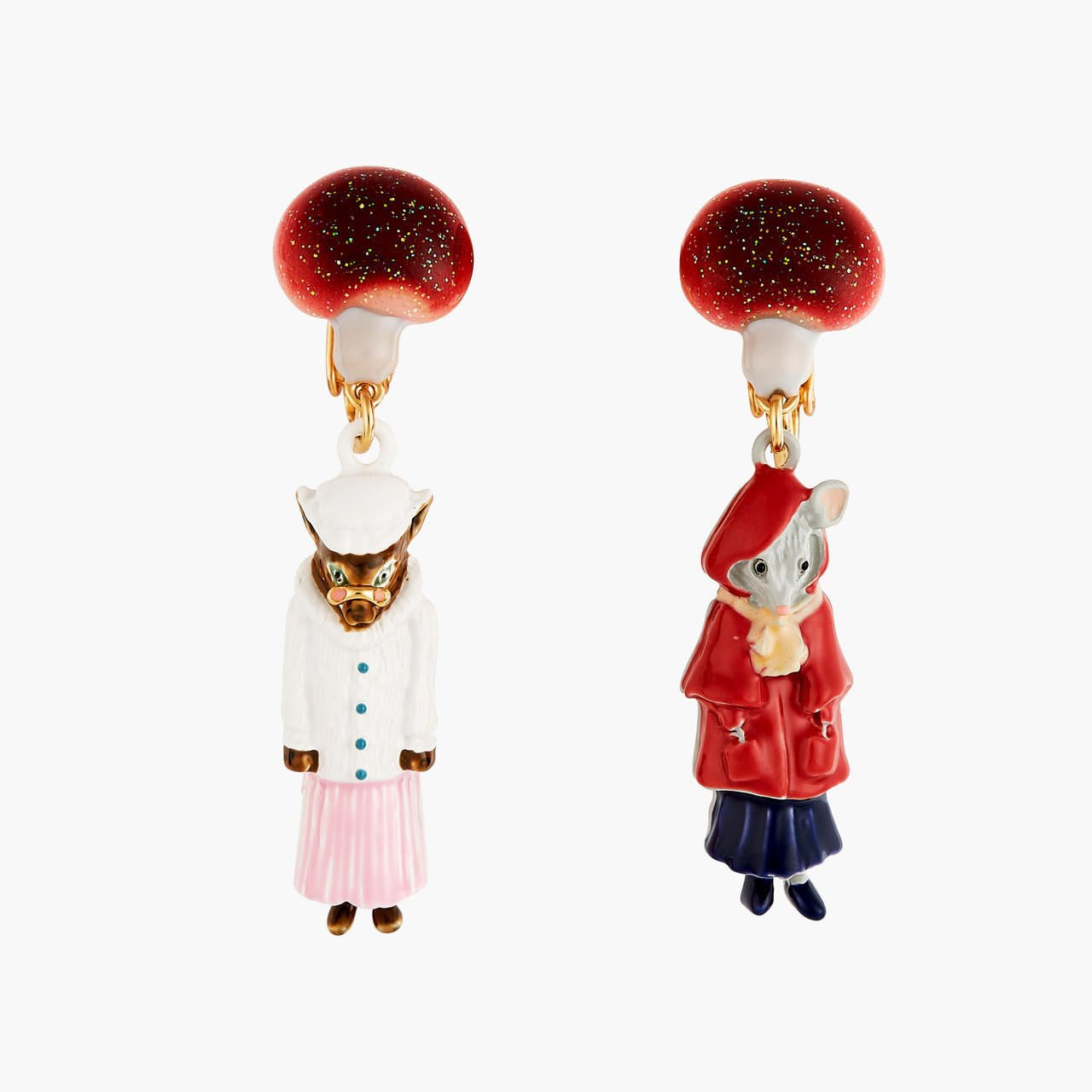 Little Mouse Little Red Riding Hood And Big Bad Wolf Earrings | ANNA101C/1 - Les Nereides