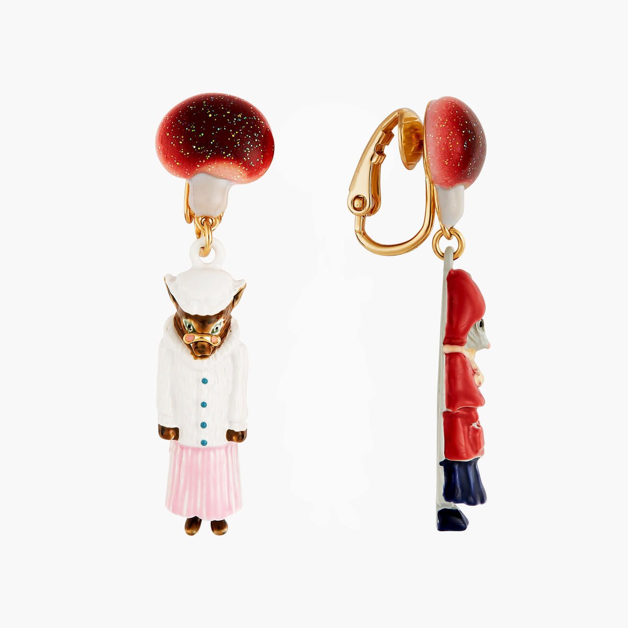 Little Mouse Little Red Riding Hood And Big Bad Wolf Earrings | ANNA101C/1 - Les Nereides