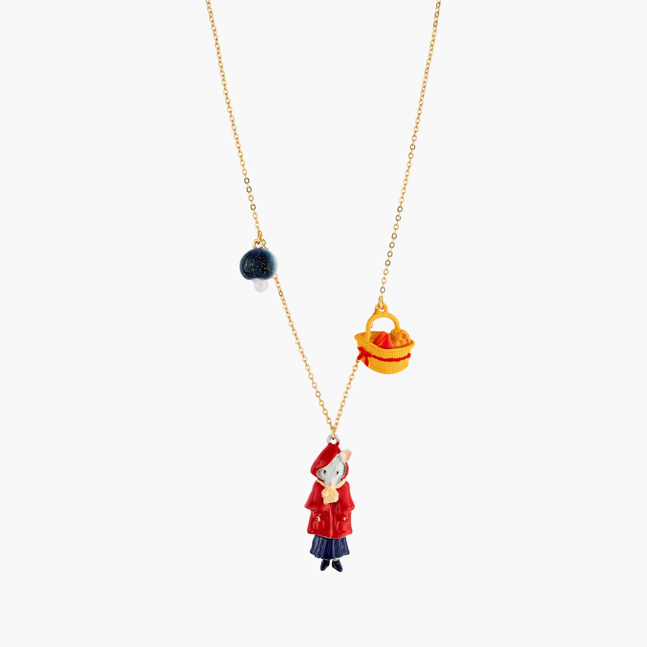 Little Mouse Little Red Riding Hood Mushroom And Cheese Pieces Necklace | ANNA3011 - Les Nereides