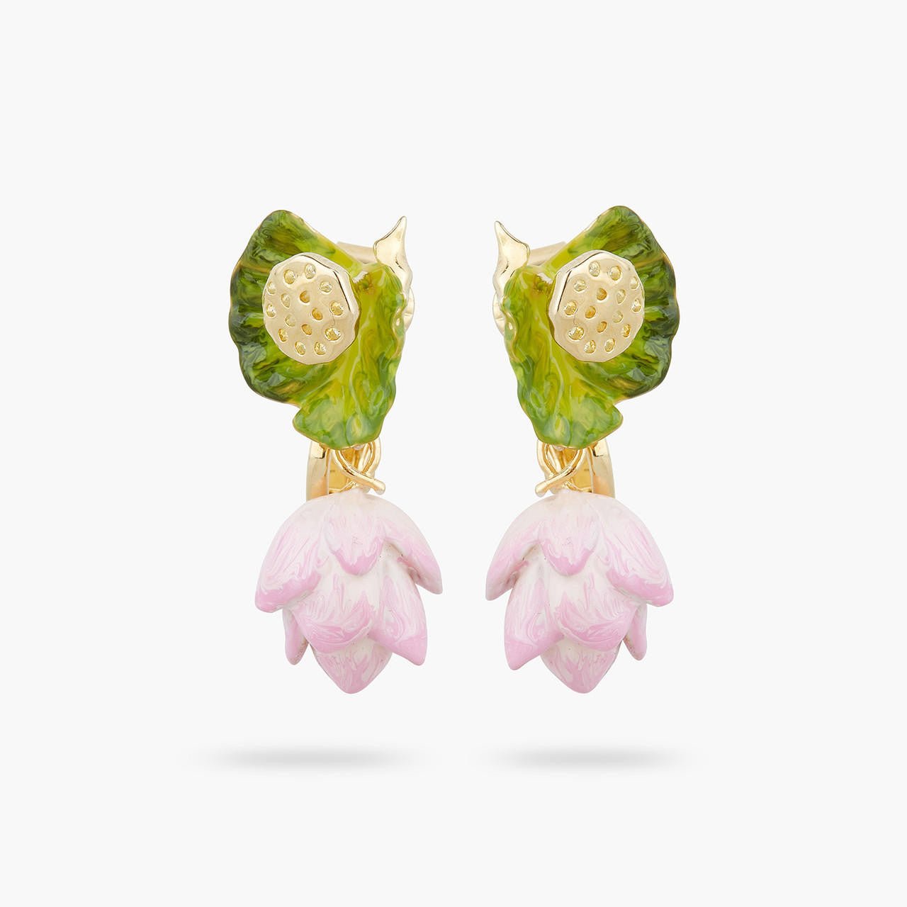 Lotus Flower And Water Lily Earrings | AQEL1091 - Les Nereides