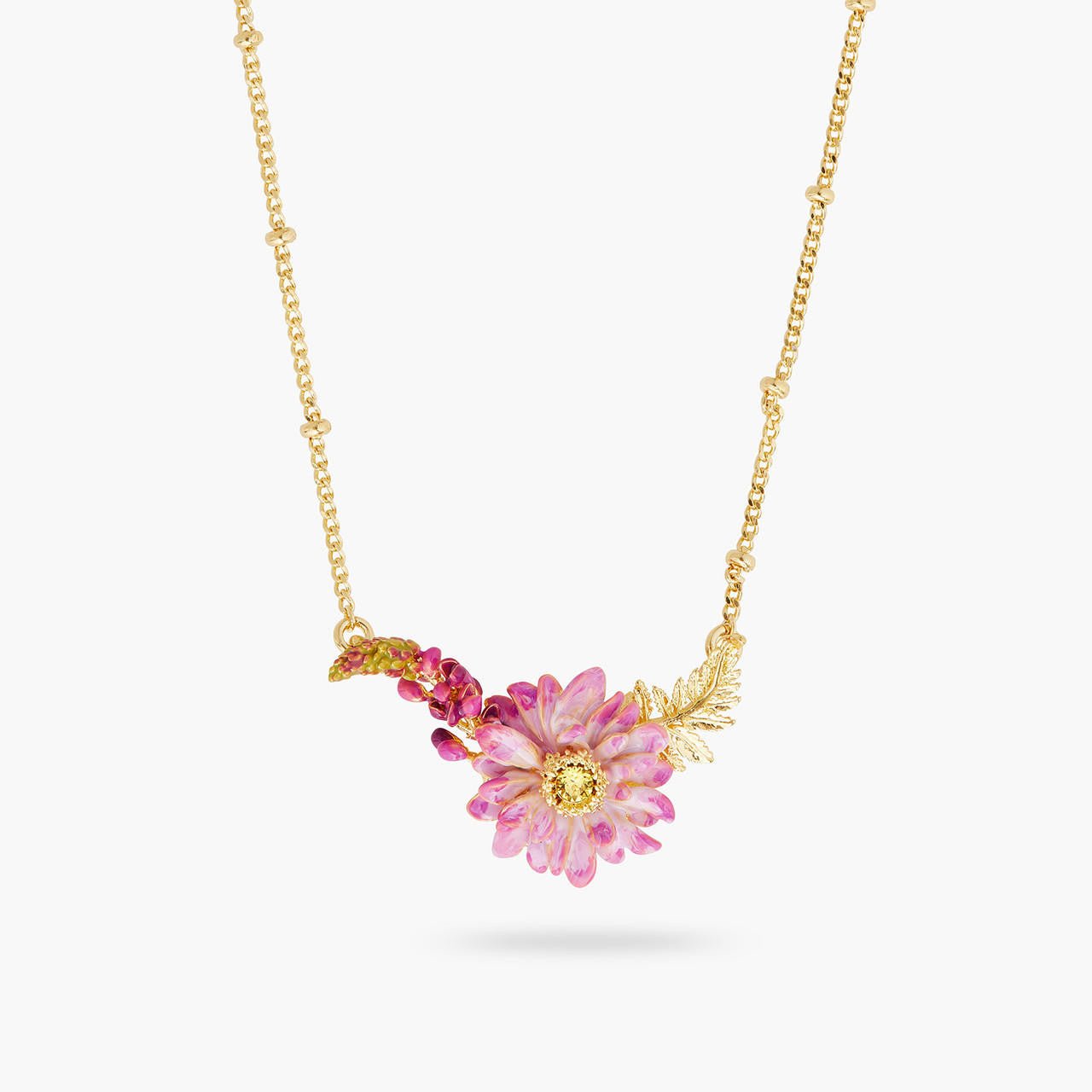 Lupine And Lotus Flower Statement Necklace | AQBI3031 - Les Nereides