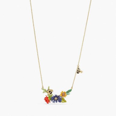 Meadow Flowers And Bee Statement Necklace | APPP3051 - Les Nereides