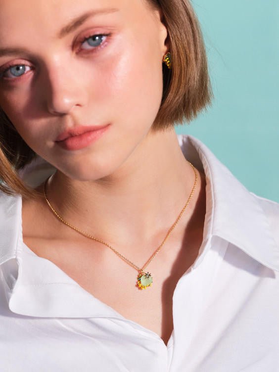 Mimosa And Star Anise Pendant Necklace | AQNC3011 - Les Nereides