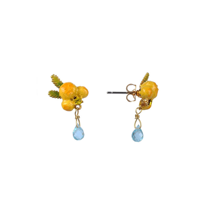 Mimosa Flower And Leaf Earrings | ABJP103T/1 - Les Nereides