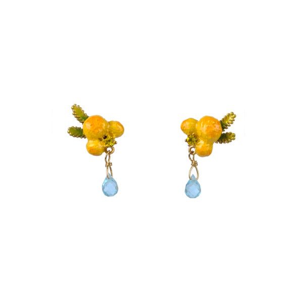 Mimosa Flower And Leaf Earrings | ABJP103T/1 - Les Nereides