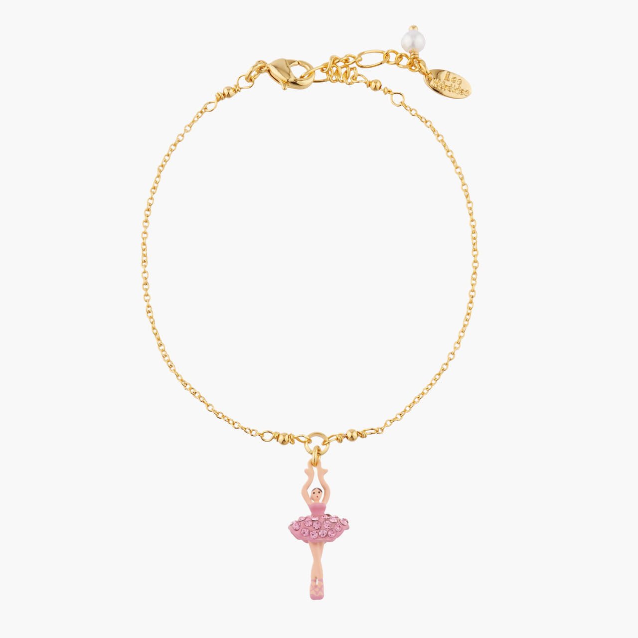 Mini Ballerina And Pink Crystals Tutu Chain Bracelet | AKMDD201 - Les Nereides