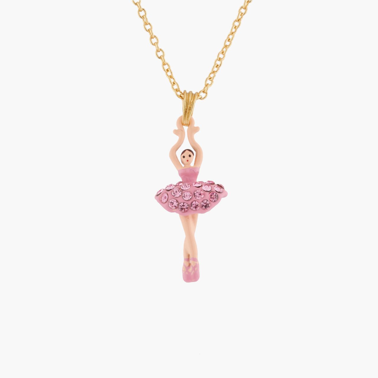 Mini Ballerina And Pink Crystals Tutu Pendant Necklace | AKMDD301 - Les Nereides