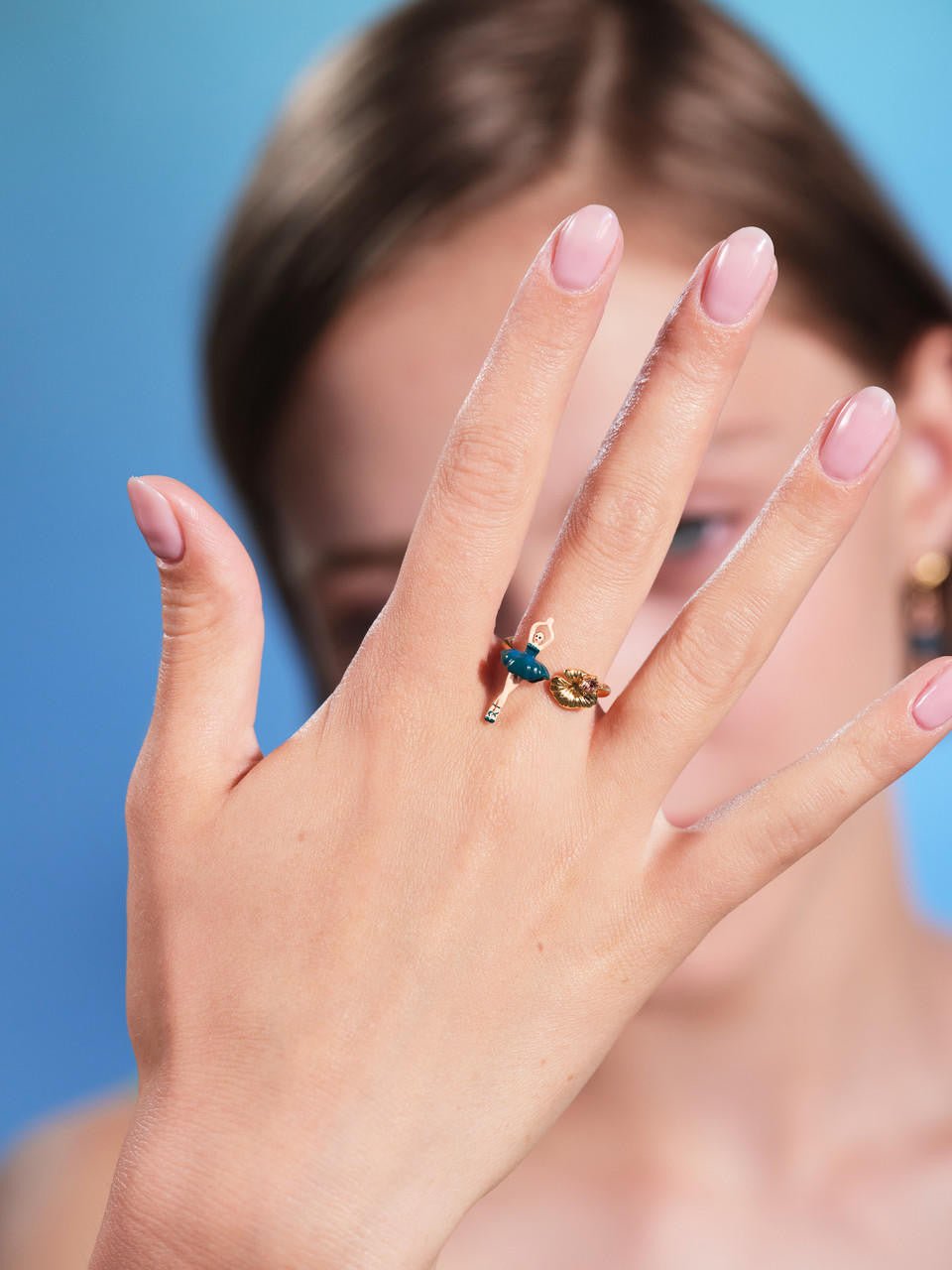 Mini Ballerina Prussian Blue Adjustable Ring | AQMDD6011 - Les Nereides