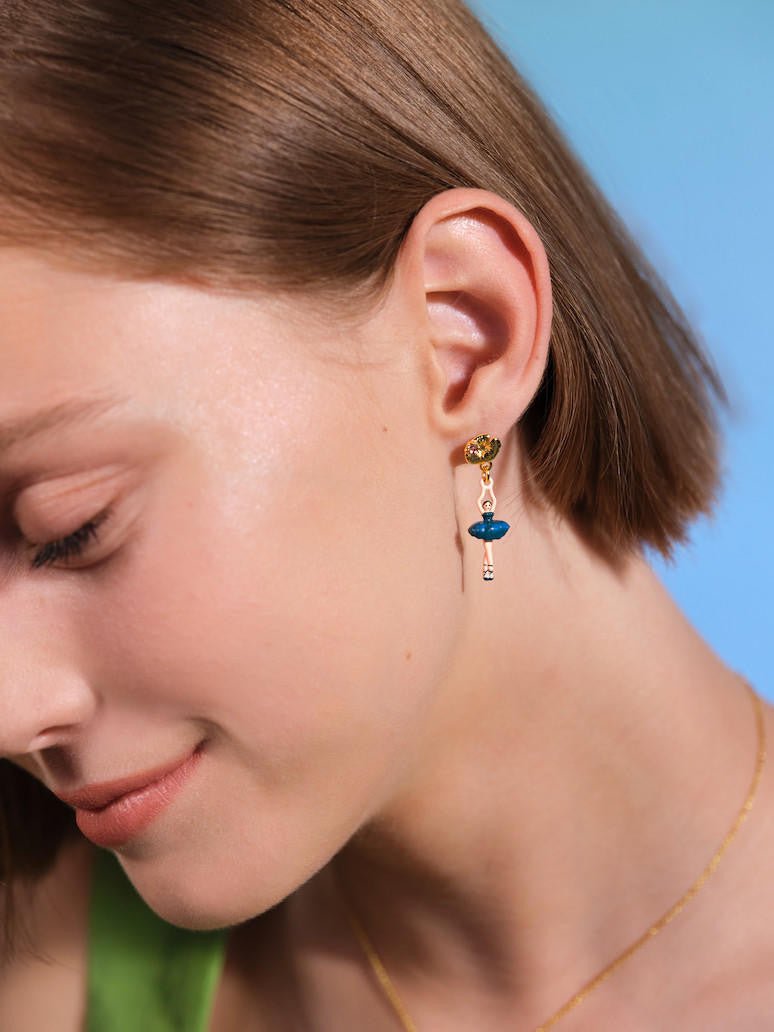 Mini Ballerina Water Lily Earrings | AQMDD1011 - Les Nereides