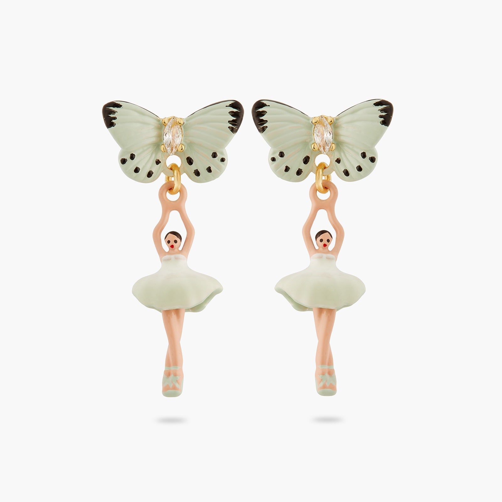 Mini Pas De Deux And Aqua Green Butterfly Earrings | ATMDD1011 - Les Nereides