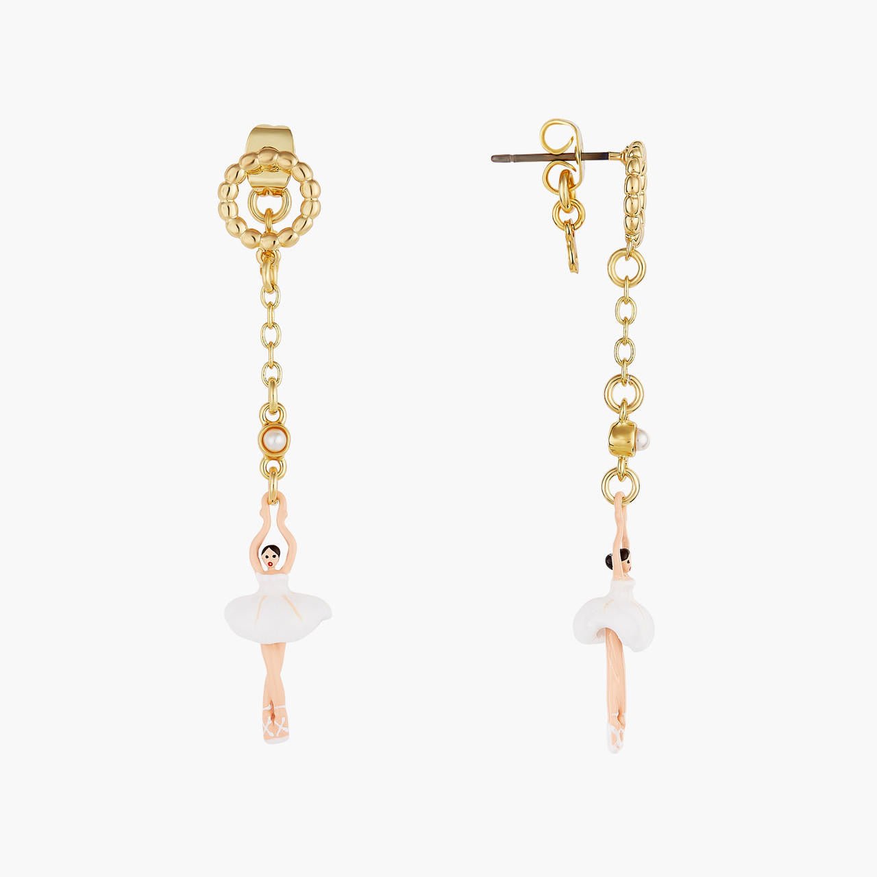 Mini Pas de Deux Blanc Earrings | AOMDD1021 - Les Nereides