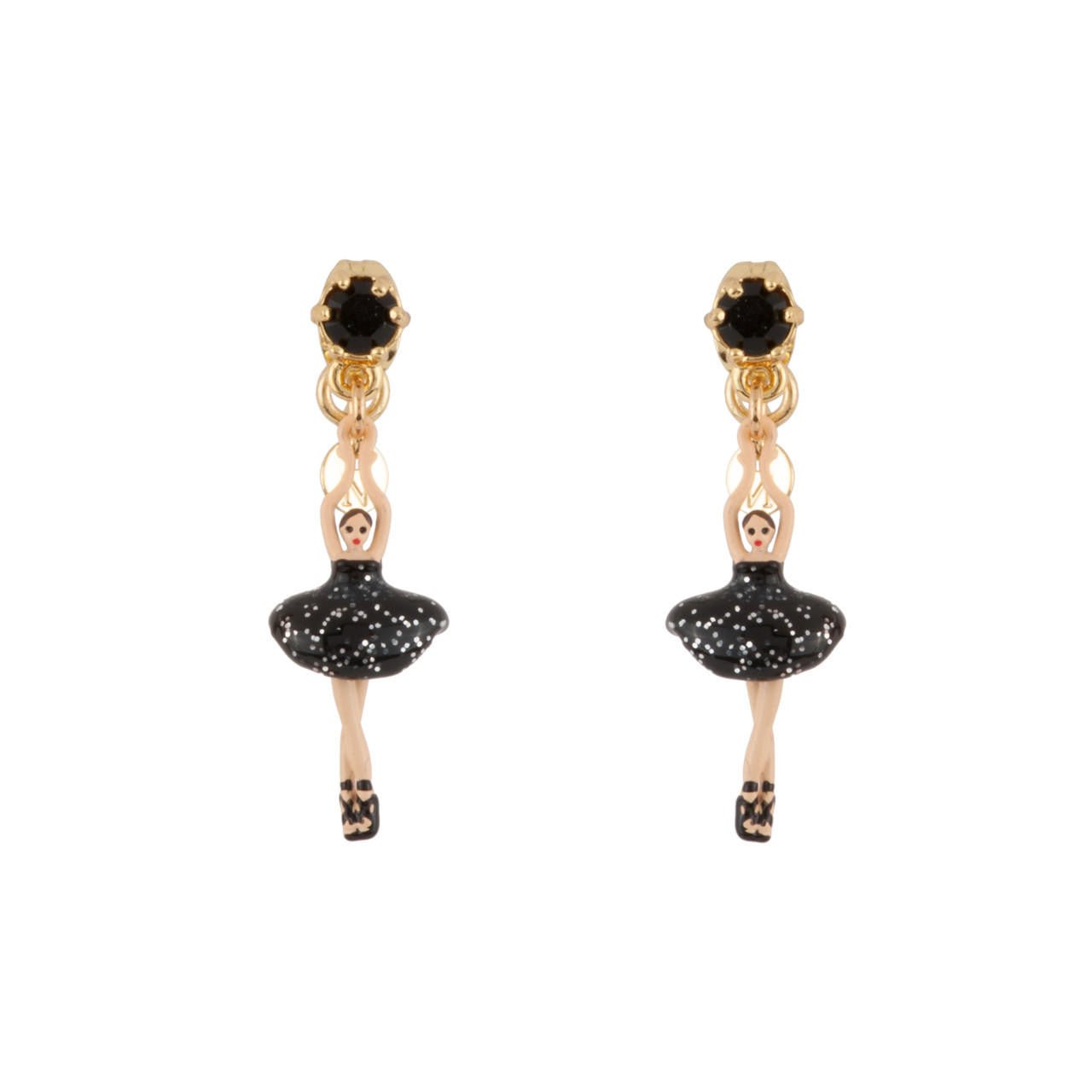 Mini Pas de Deux Mini Ballerina Black Earrings | AEMDD1015 - Les Nereides