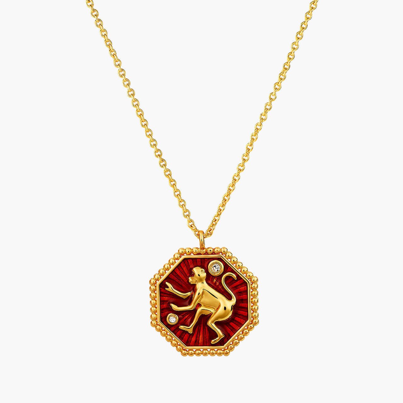 Monkey Zodiac Sign Pendant Necklace | ANZA3091 - Les Nereides