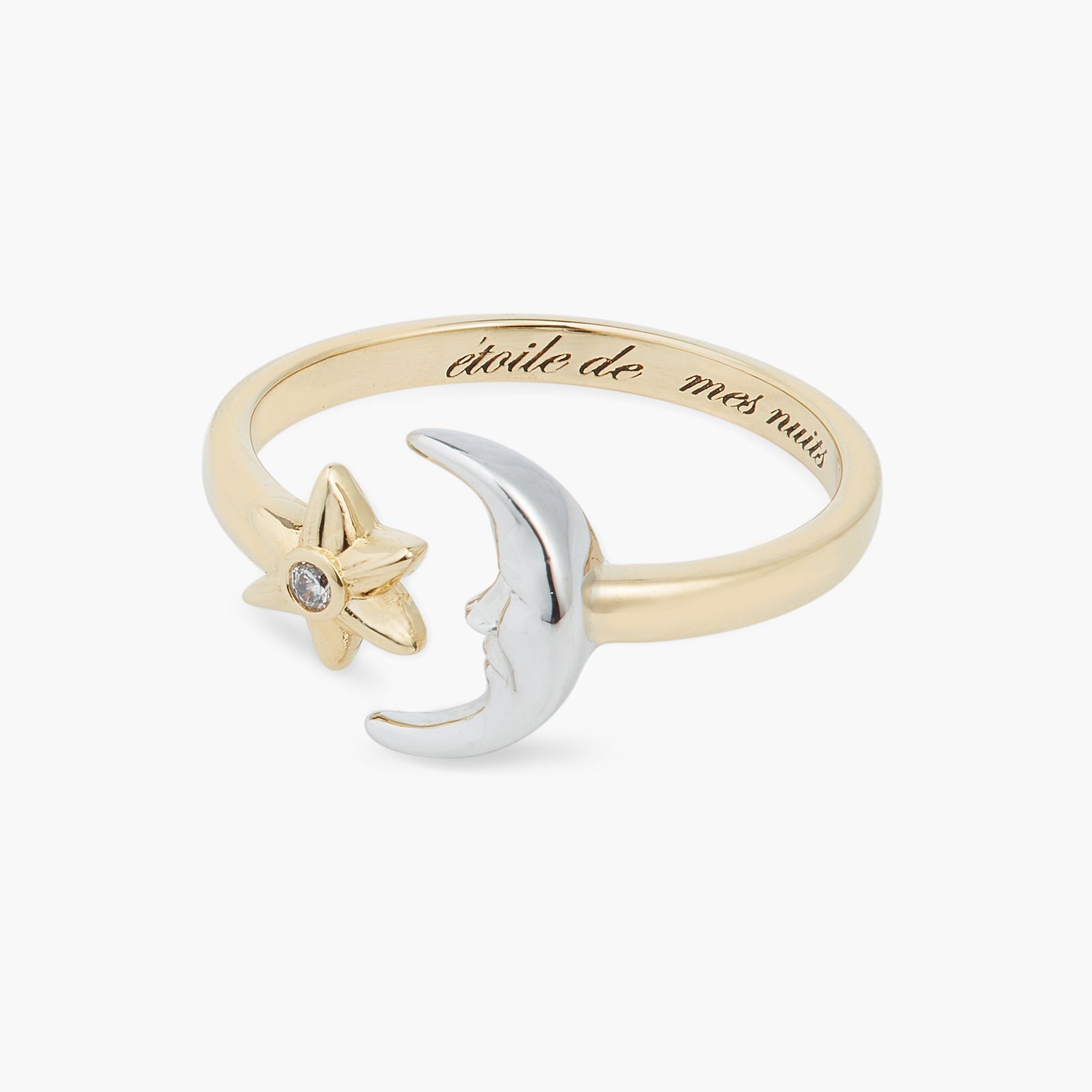 Moon And Star Adjustable Ring | ASAM6011 - Les Nereides