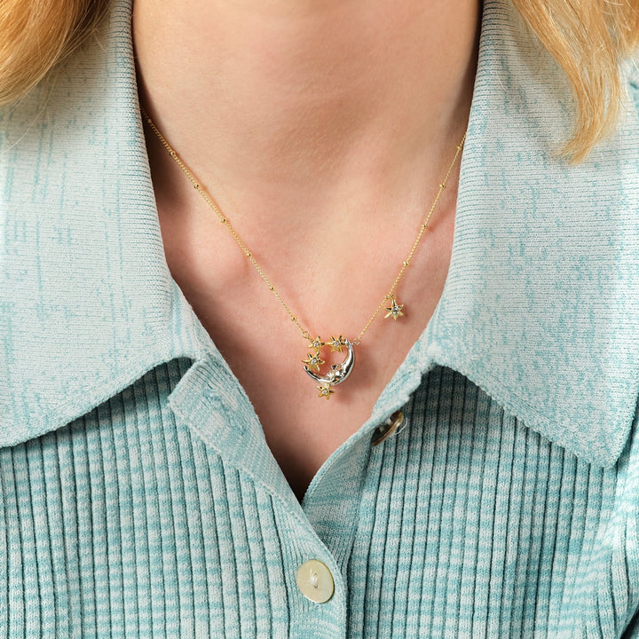 Moon And Star Pendant Necklace | ASAM3011 - Les Nereides