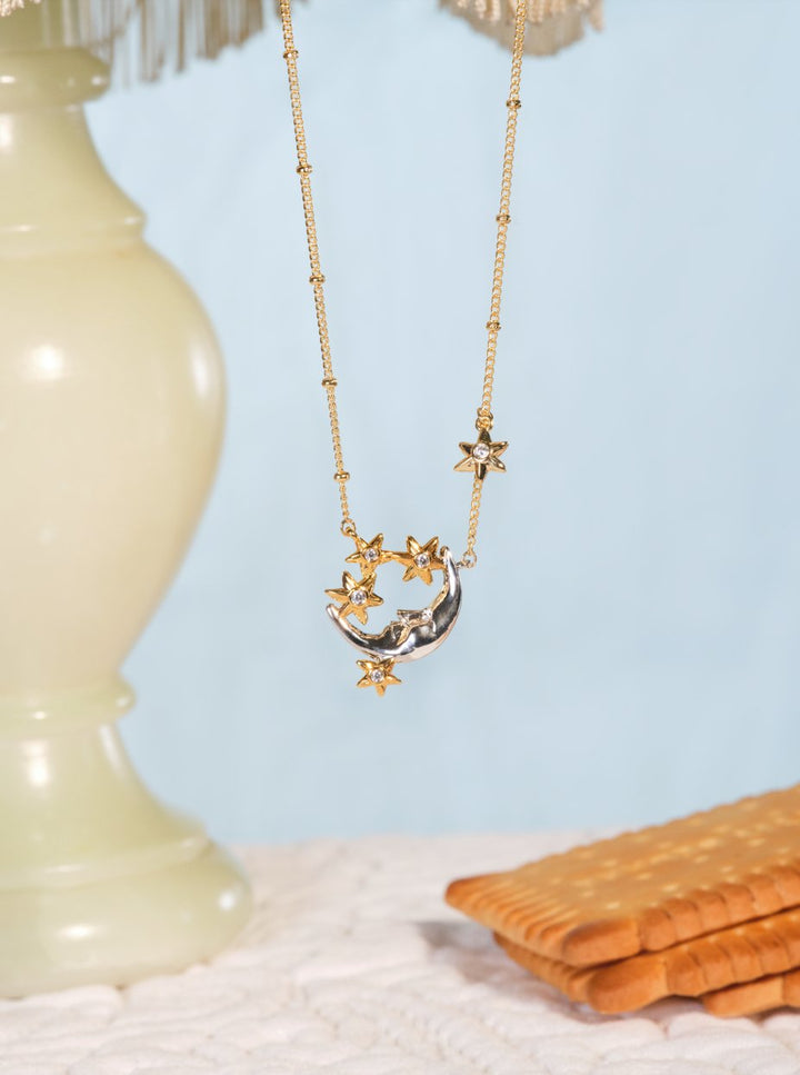 Moon And Star Pendant Necklace | ASAM3011 - Les Nereides
