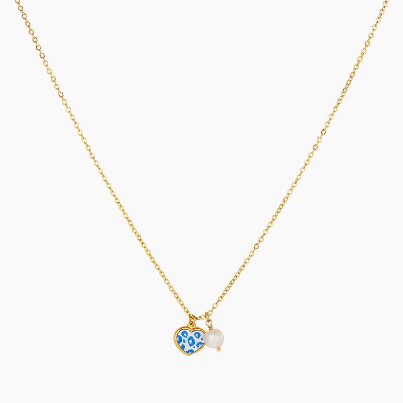 Mother Of Pearl And Pearls Heart Pendant Necklace | AOGL3091 - Les Nereides