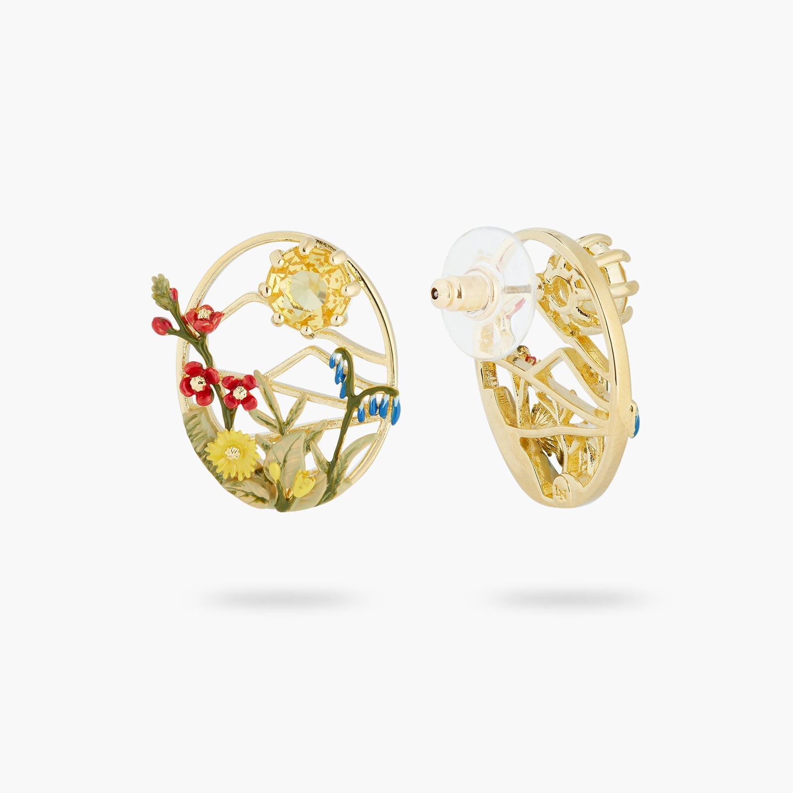 Mount Fuji And Round Stone Earrings | ASLE1111 - Les Nereides