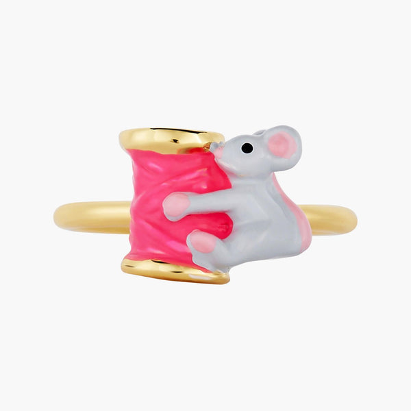 Mouse And Spool Of Thread Adjustable Ring | AOCE6031 - Les Nereides