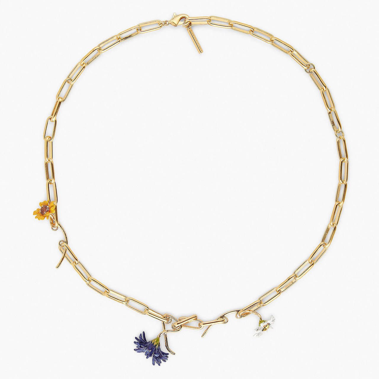 Multicolour Flowers And Thin Chain Necklace | APCP3091 - Les Nereides