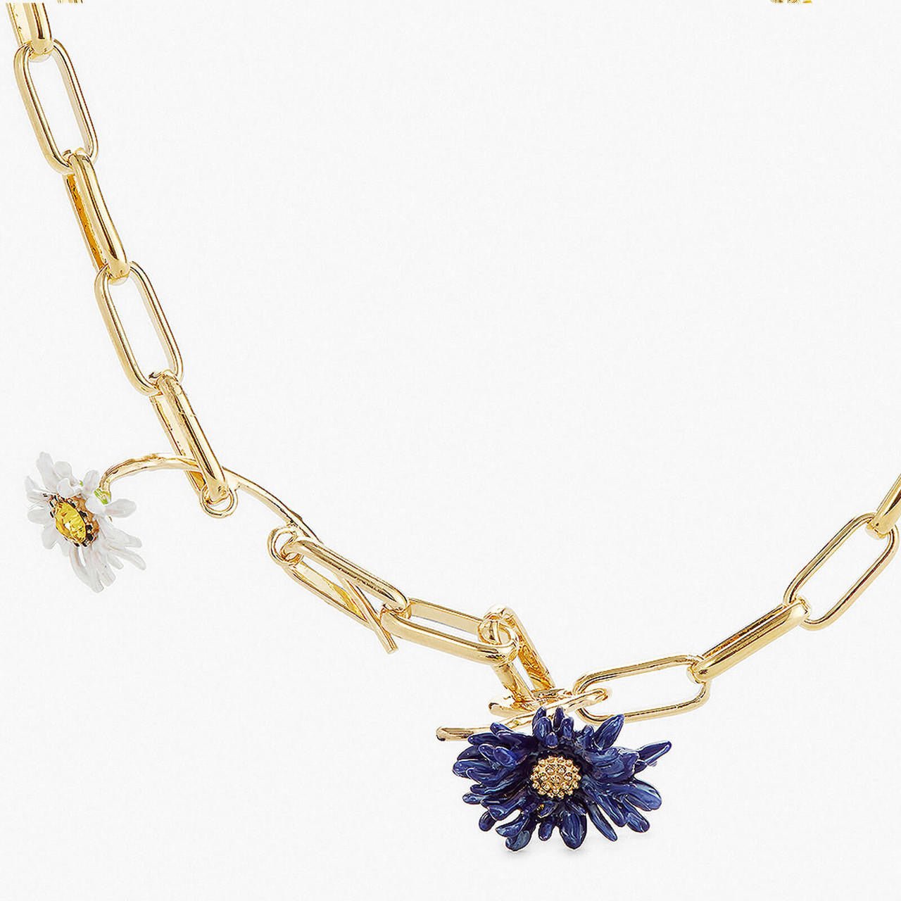 Multicolour Flowers And Thin Chain Necklace | APCP3091 - Les Nereides