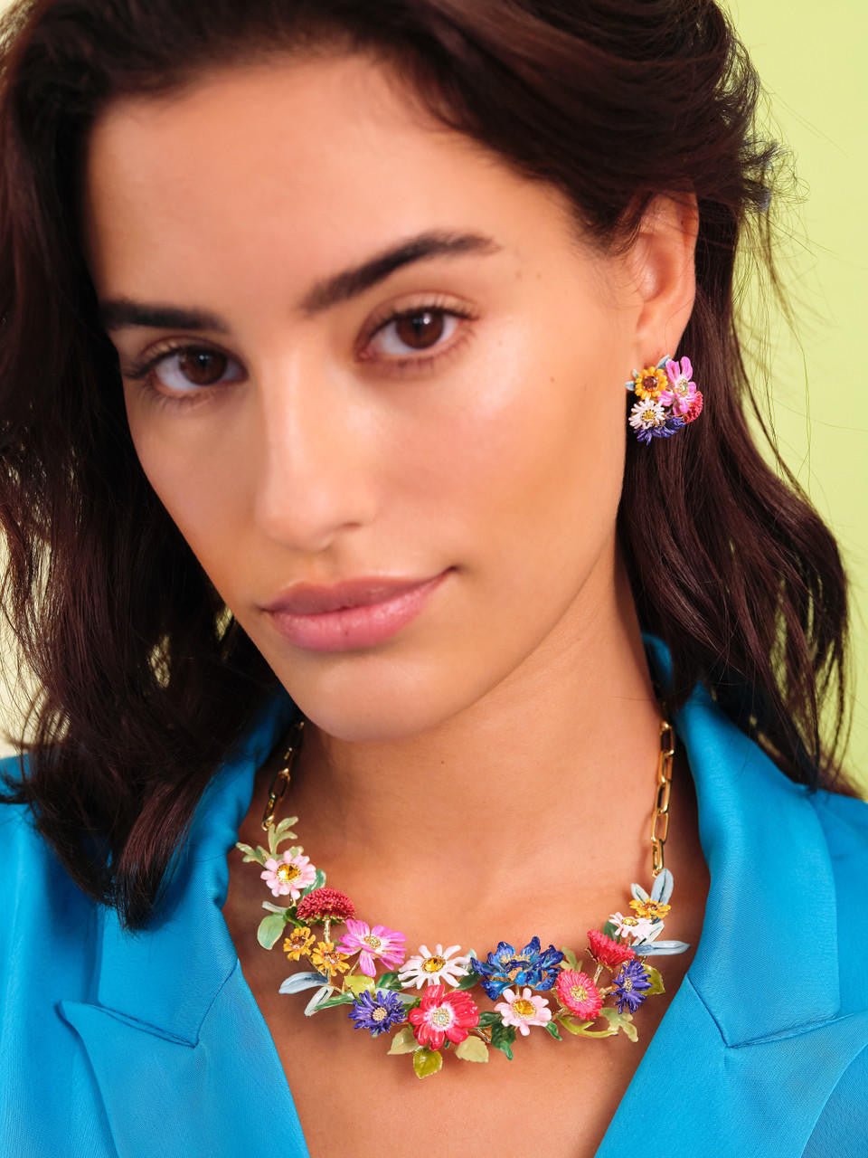 Multicolour Meadow Flowers Statement Necklace | APPO3011 - Les Nereides