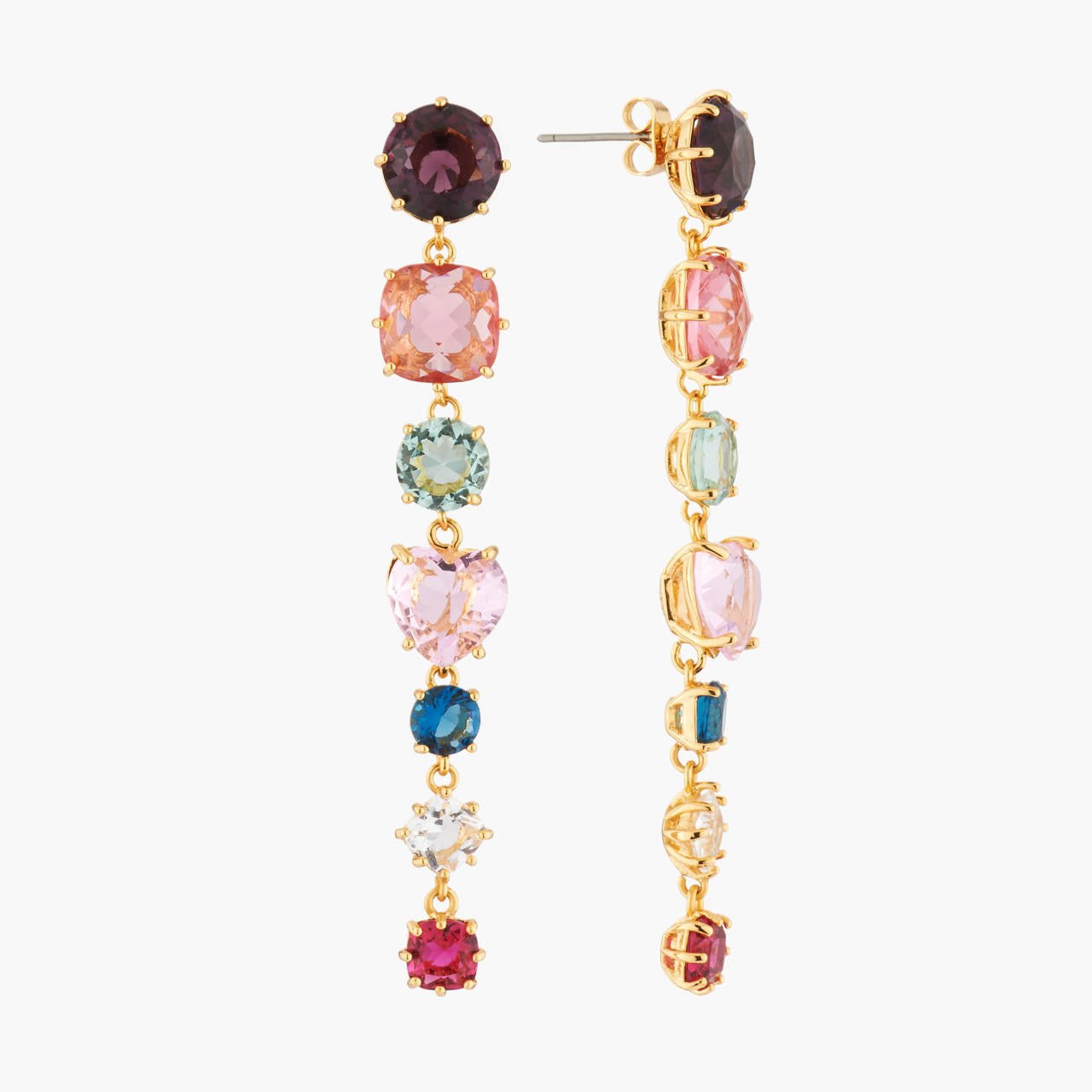 Multicoloured 7 Stones La Diamantine Earrings | AKLD121 - Les Nereides