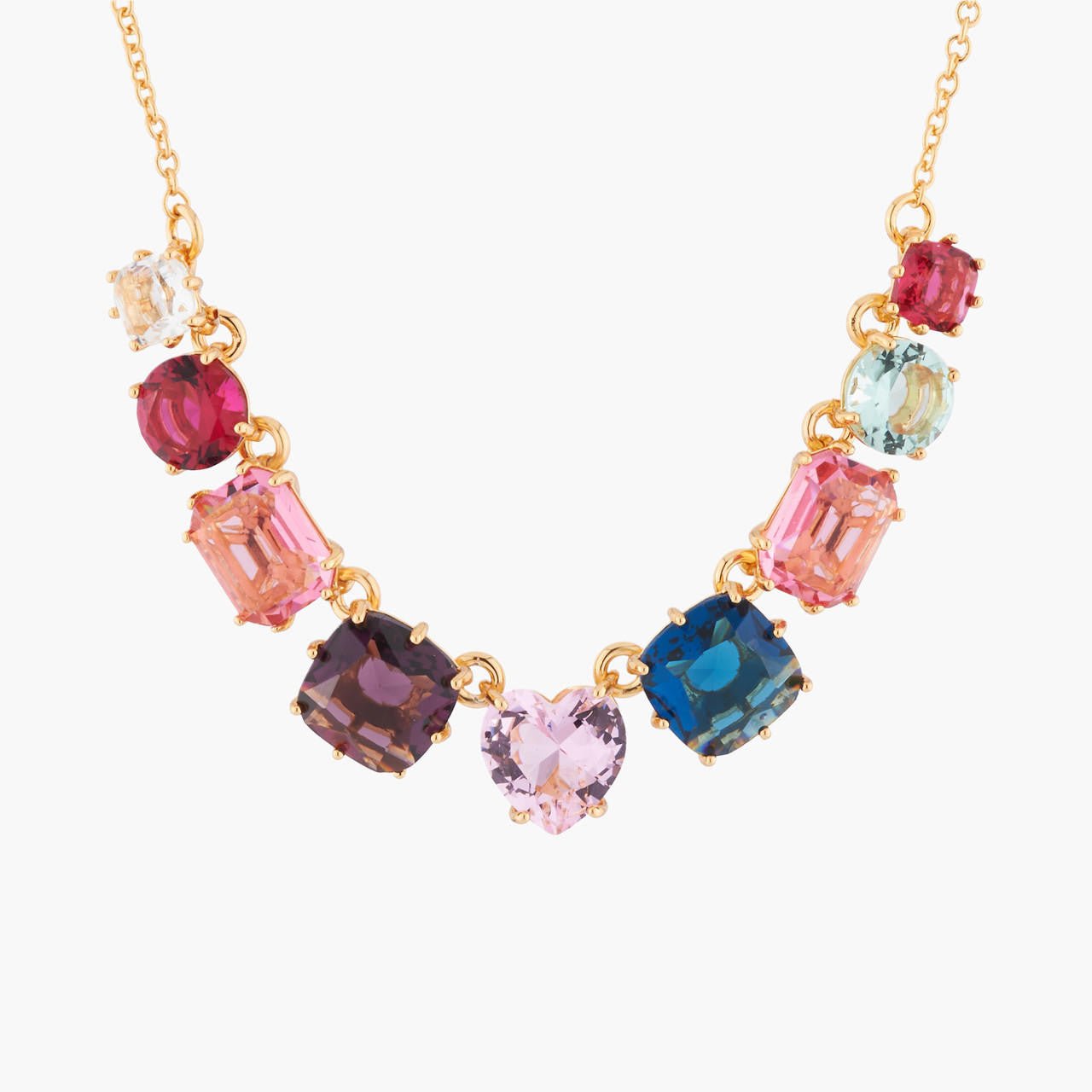 Multicoloured 9 Stones La Diamantine Thin Necklace | AKLD318 - Les Nereides