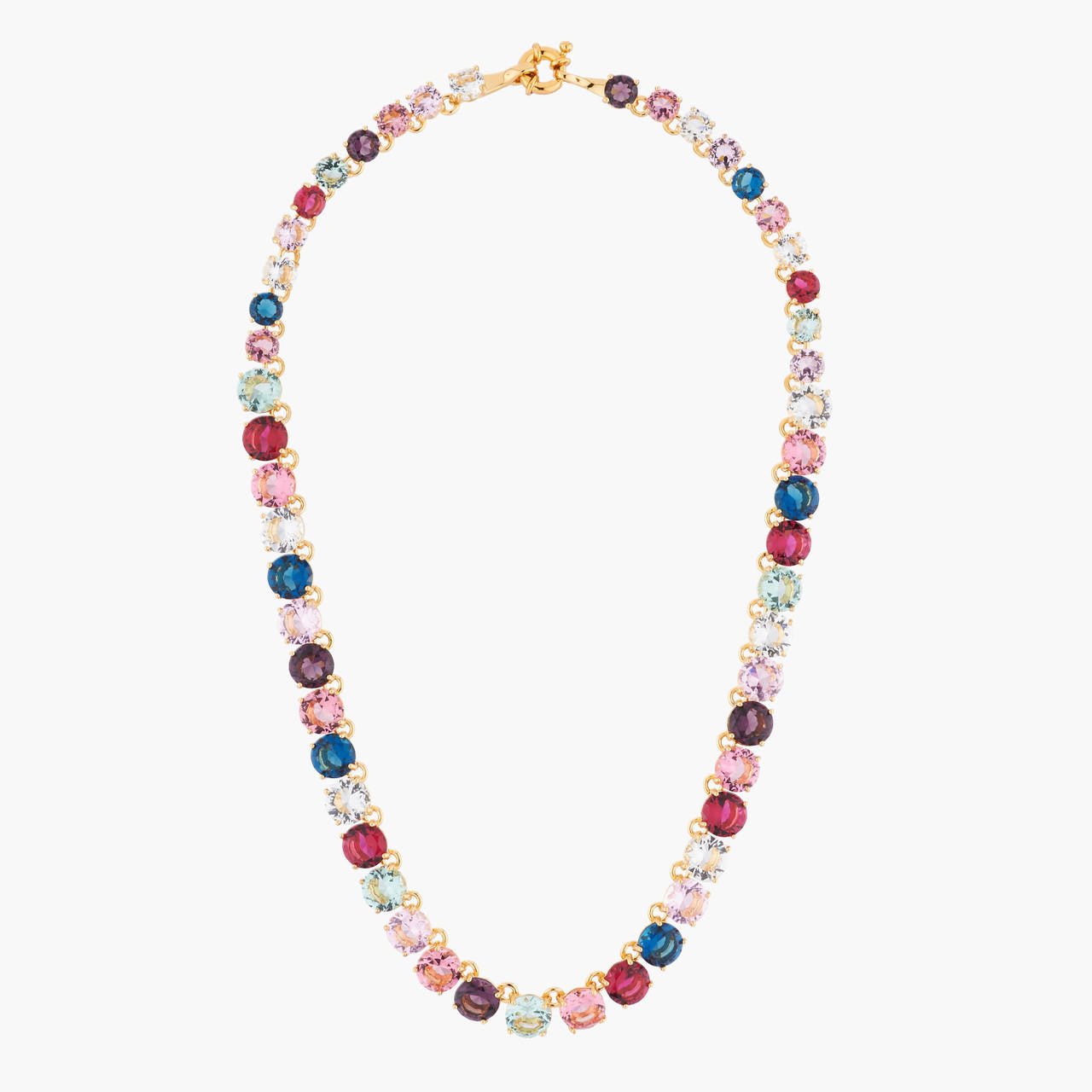 Multicoloured Round Stones La Diamantine Choker Necklace | AKLD332 - Les Nereides