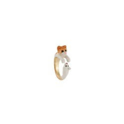  N2 For Lnla White And Ginger Cat & Mouse Rings | ADCH604/12 