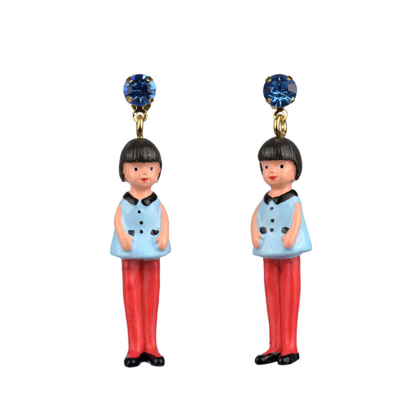 N2 Jeunes Demoiselles Doll Brown Bowl Cut Earrings | ZJD1031 