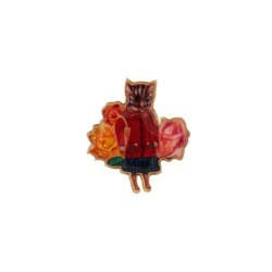 N2 Lapel Pin N2X Nathalie Lete Cat Weared Coat W/Flowers Brooch | ADNL5021 