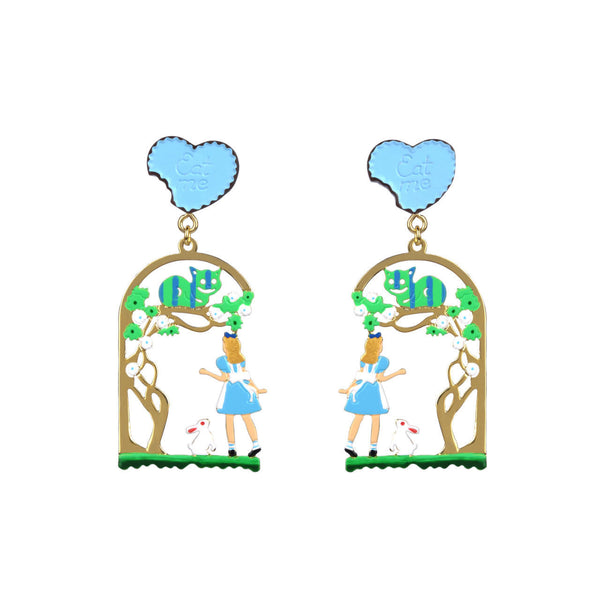 N2 Le Tea Time D'Alice Eat Me, Alice, Rabbit And Cat Earrings | AATA1121 