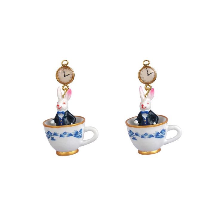N2 Le Tea Time D'Alice Rabbit, Clock And Cup Earrings | AATA1151 