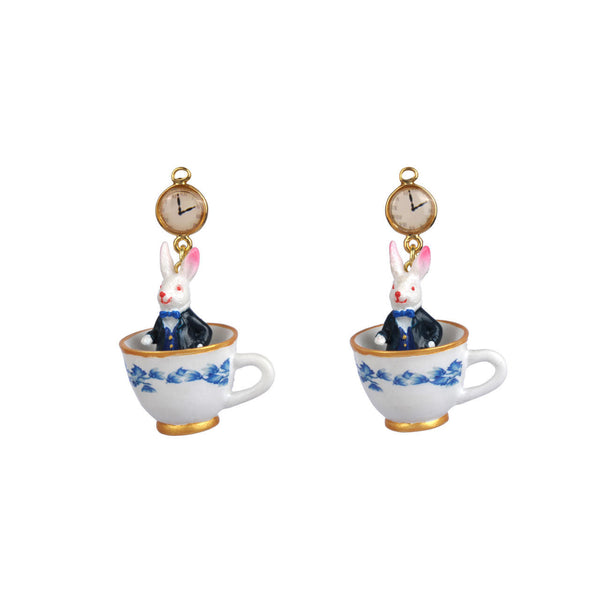 N2 Le Tea Time D'Alice Rabbit, Clock And Cup Earrings | AATA1151 