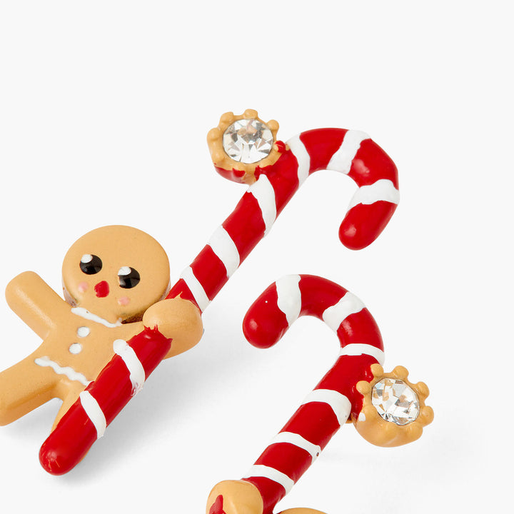 N2 Little gingerbread man and candy cane earrings | AQSP1131 
