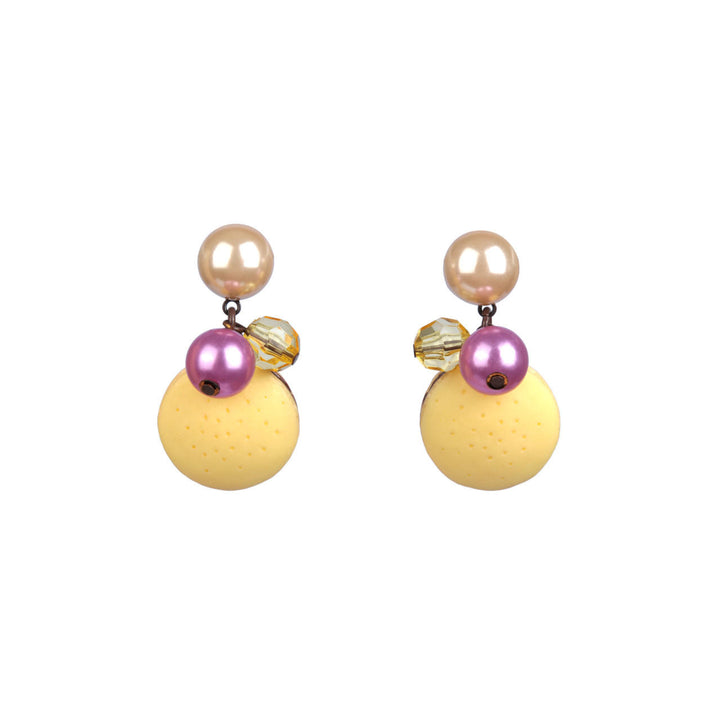 N2 Macarons Il Parait Qu'Ils Sont Bons W/Beads Dark Choco Earrings | AAMR1041 