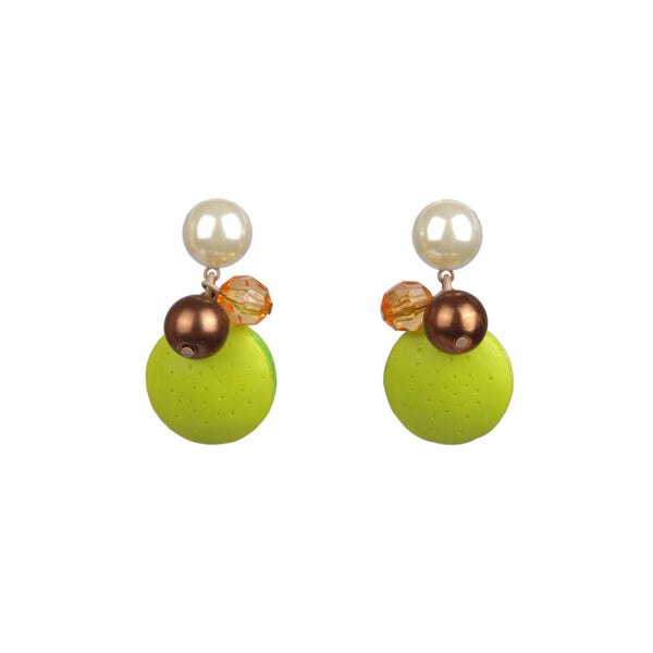 N2 Macarons Il Parait Qu'Ils Sont Bons W/Beads White Choco Earrings | AAMR1042 