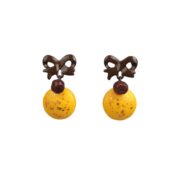 N2 Macarons Il Parait Qu'Ils Sont Bons W/Knot Dark Choco Earrings | AAMR1031 