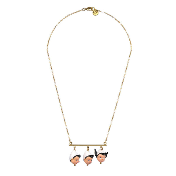 N2 Marionnette de Bois 3 Heads Necklace | ZMB3201 