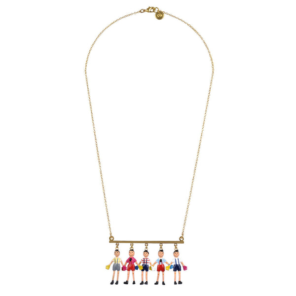 N2 Marionnette de Bois 5 Puppets Necklace | ZMB3211 